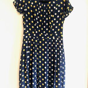 Talbots Navy Blue Polka Dot Dress
